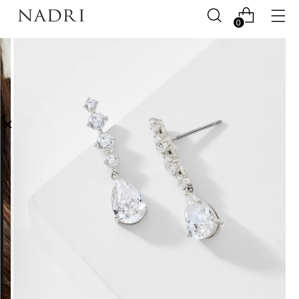 Nadri Silver Crystal Drop Earrings